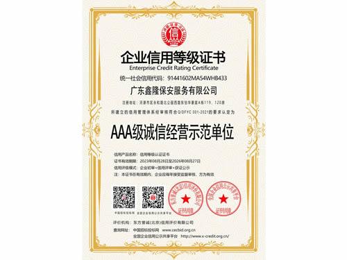AAA级诚信经营示范单位